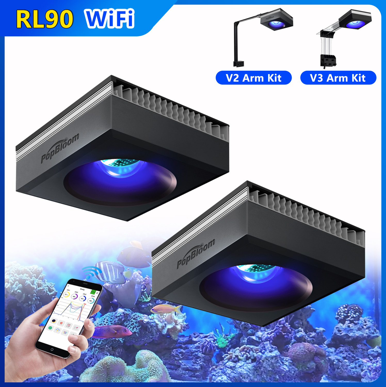 Aquarium Marine Rock - PopBloom 2PCS RL90 Luzes LED para