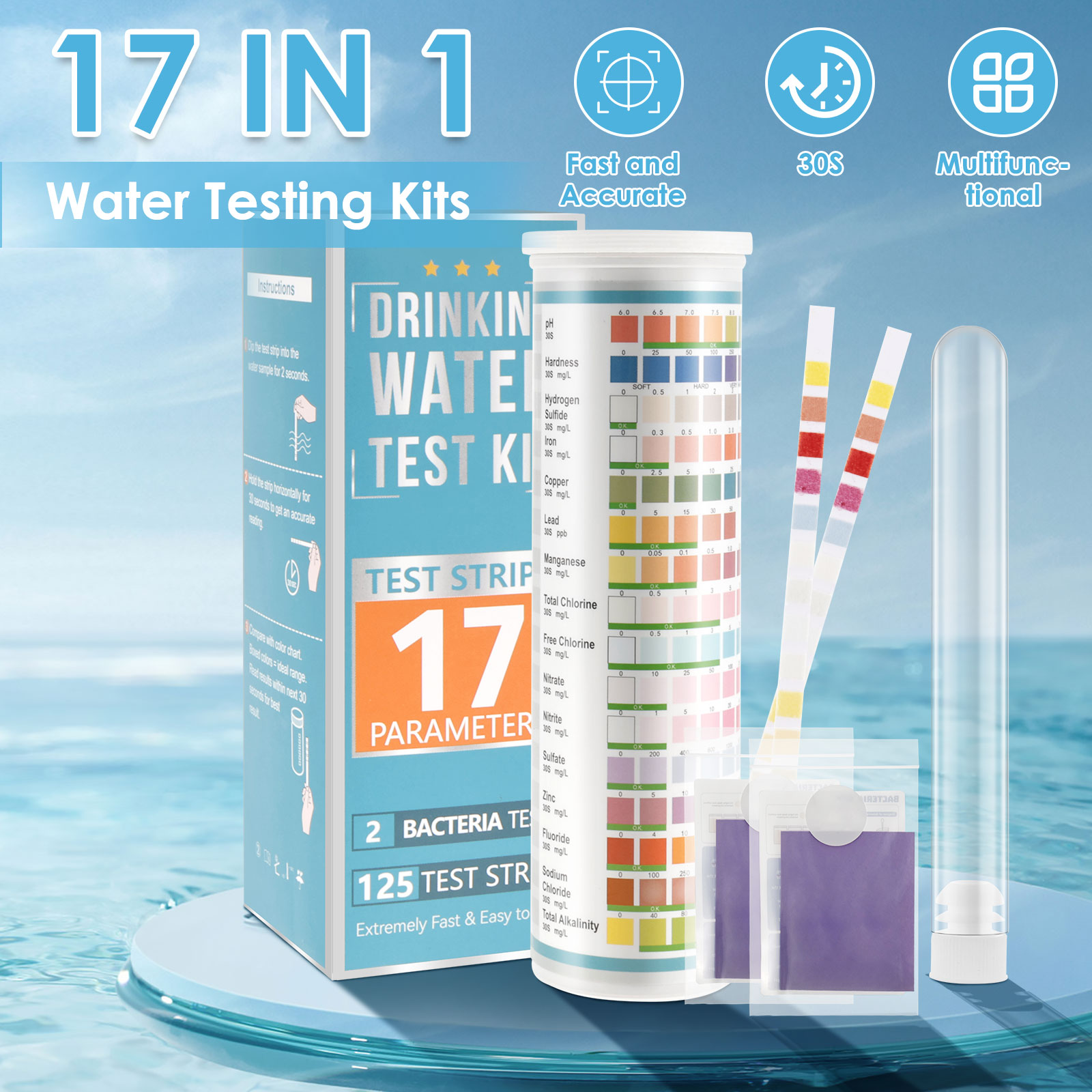 5-17 em 1 tiras de teste de aq - Marine Test Kit avaliação e preço