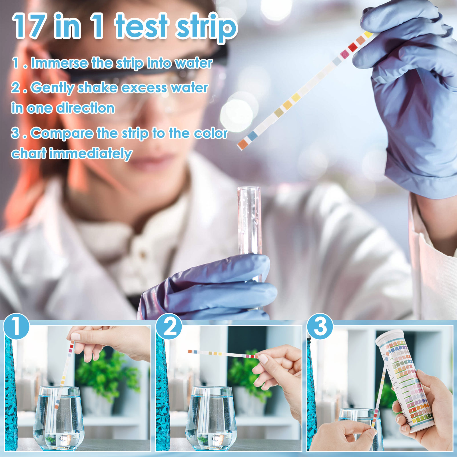 5-17 em 1 tiras de teste de aq - Marine Test Kit avaliação e preço